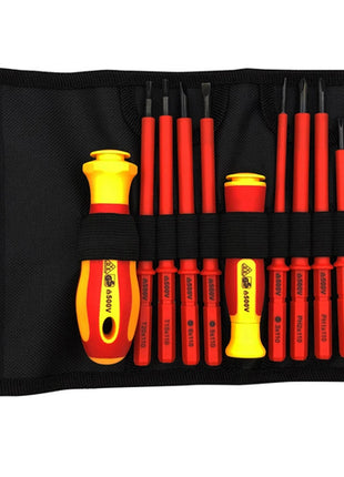 10Pcs Interchangeable Blade VDE Insulated Screwdriver Set with Case