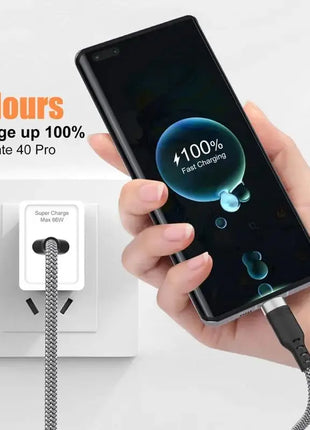 6A Extra Long Data Cable Nylon USB C Fast Charging Cable For Samsung