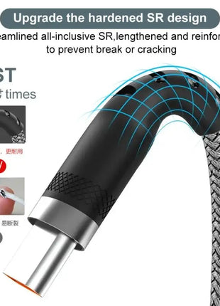 6A Extra Long Data Cable Nylon USB C Fast Charging Cable For Samsung