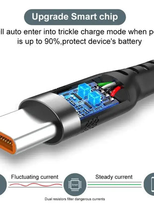 6A Extra Long Data Cable Nylon USB C Fast Charging Cable For Samsung