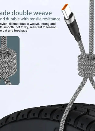 6A Extra Long Data Cable Nylon USB C Fast Charging Cable For Samsung