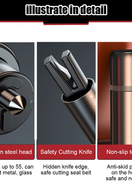 2 In 1 Car Safety Hammer Emergency Glass Breaker Cut The Seat Belt