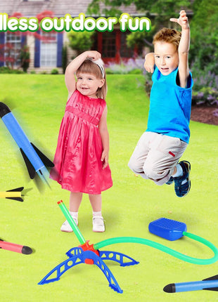 Kid Air Rocket Foot Pump Launcher Outdoor Air Pressed Stomp Soaring