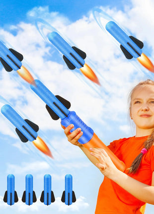 Foam Rocket Launcher Toy Set for Kids Outdoor Birthday Gifts – 3 Soft