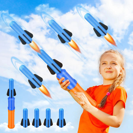 Foam Rocket Launcher Toy Set for Kids Outdoor Birthday Gifts – 3 Soft