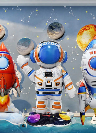 1pc Rocket Astronaut Standing Ballons Spaceman Helium Balloons Out Of