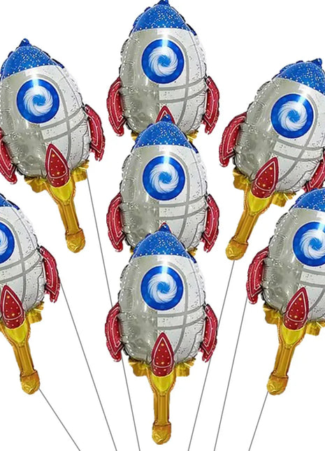 7pcs Outer Space Theme Foil Balloons Astronaut Rockets Balloon Helium