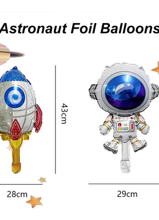 7pcs Outer Space Theme Foil Balloons Astronaut Rockets Balloon Helium
