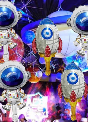 7pcs Outer Space Theme Foil Balloons Astronaut Rockets Balloon Helium