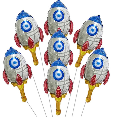 7pcs Outer Space Theme Foil Balloons Astronaut Rockets Balloon Helium