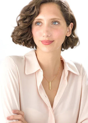 Custom Stainless Steel Personalized Engraved Bar Necklace For Women