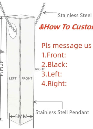 Custom Stainless Steel Personalized Engraved Bar Necklace For Women