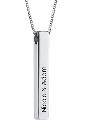 Custom Stainless Steel Personalized Engraved Bar Necklace For Women