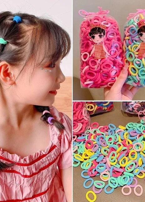200PCS Women Girls Colorful Nylon Elastic Hair Bands Ponytail Hold