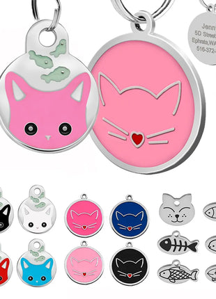 Cute Cat Tag Small Dog ID Tags Free Engraved Name Cats Kitten Name Tag