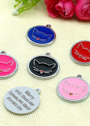 Cute Cat Tag Small Dog ID Tags Free Engraved Name Cats Kitten Name Tag
