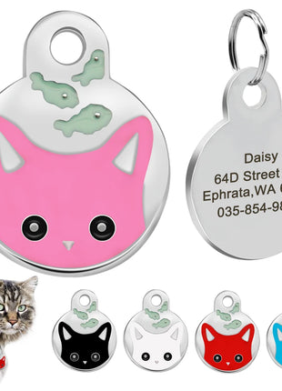 Cute Cat Tag Small Dog ID Tags Free Engraved Name Cats Kitten Name Tag