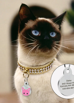 Cute Cat Tag Small Dog ID Tags Free Engraved Name Cats Kitten Name Tag