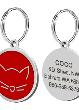 Cute Cat Tag Small Dog ID Tags Free Engraved Name Cats Kitten Name Tag