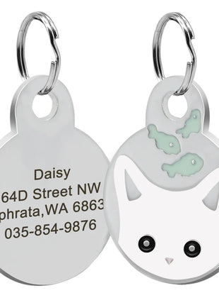 Cute Cat Tag Small Dog ID Tags Free Engraved Name Cats Kitten Name Tag