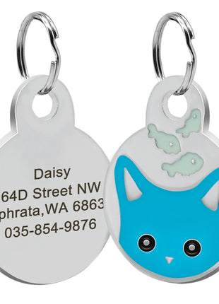 Cute Cat Tag Small Dog ID Tags Free Engraved Name Cats Kitten Name Tag