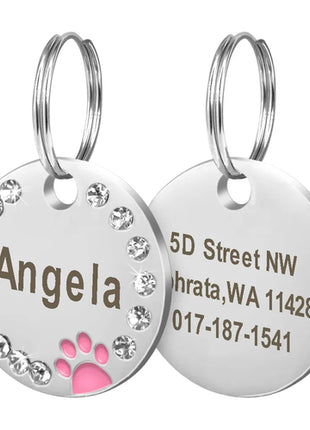 Cute Cat Tag Small Dog ID Tags Free Engraved Name Cats Kitten Name Tag