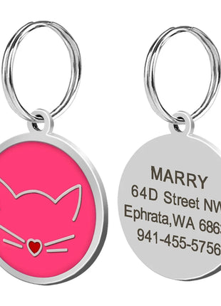 Cute Cat Tag Small Dog ID Tags Free Engraved Name Cats Kitten Name Tag