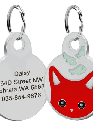 Cute Cat Tag Small Dog ID Tags Free Engraved Name Cats Kitten Name Tag