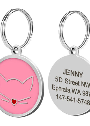 Cute Cat Tag Small Dog ID Tags Free Engraved Name Cats Kitten Name Tag
