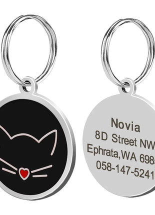 Cute Cat Tag Small Dog ID Tags Free Engraved Name Cats Kitten Name Tag