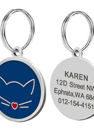 Cute Cat Tag Small Dog ID Tags Free Engraved Name Cats Kitten Name Tag