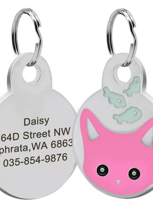 Cute Cat Tag Small Dog ID Tags Free Engraved Name Cats Kitten Name Tag