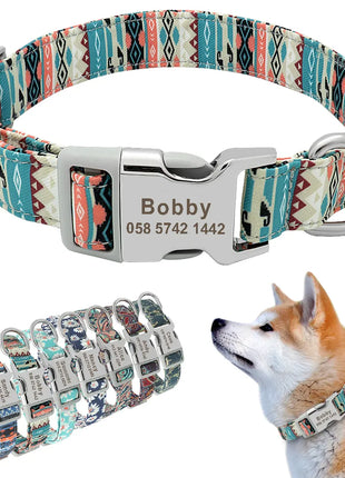 Customized Printed Pet Collar Nylon Dog Collar Personalized Free