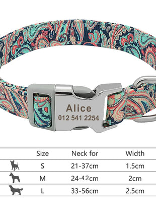 Customized Printed Pet Collar Nylon Dog Collar Personalized Free