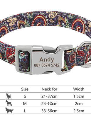 Customized Printed Pet Collar Nylon Dog Collar Personalized Free