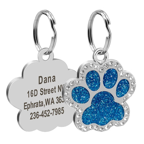 Personalized Dog Cat ID Tag Bling Rhinestone Puppy Kitten Name Tags
