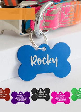 Personalized Pet ID Tag Dog Cat Nameplate Address Number Aluminum