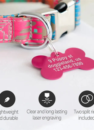 Personalized Pet ID Tag Dog Cat Nameplate Address Number Aluminum