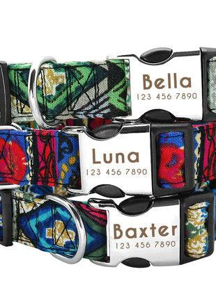 Personalized Nylon Dog Collar Customized Pet Collar Engraved ID Tag