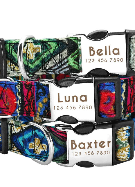 Personalized Nylon Dog Collar Customized Pet Collar Engraved ID Tag