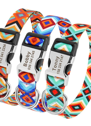 Personalized Nylon Dog Collar Customized Pet Collar Engraved ID Tag