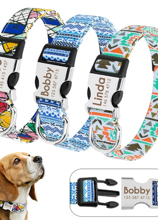 Personalized Nylon Dog Collar Customized Pet Collar Engraved ID Tag