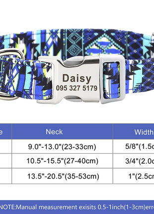 Personalized Nylon Dog Collar Customized Pet Collar Engraved ID Tag
