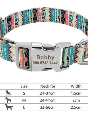 Personalized Nylon Dog Collar Customized Pet Collar Engraved ID Tag
