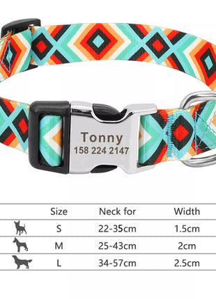 Personalized Nylon Dog Collar Customized Pet Collar Engraved ID Tag