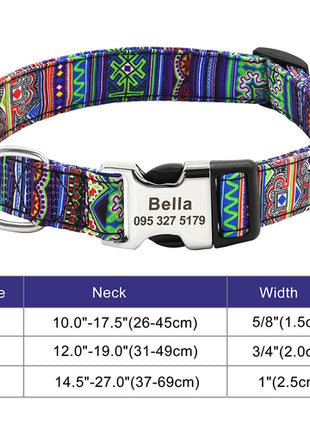 Personalized Nylon Dog Collar Customized Pet Collar Engraved ID Tag