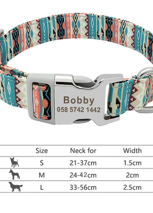Personalized Nylon Dog Collar Customized Pet Collar Engraved ID Tag