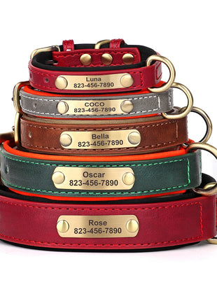 Personalized  PU Leather Dog Collar Free Engraved Dog ID Collars