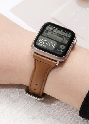 Leather Slim Strap for Apple Watch Band 44mm 40mm 41mm 45mm 38mm 42mm