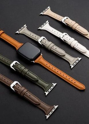Leather Slim Strap for Apple Watch Band 44mm 40mm 41mm 45mm 38mm 42mm